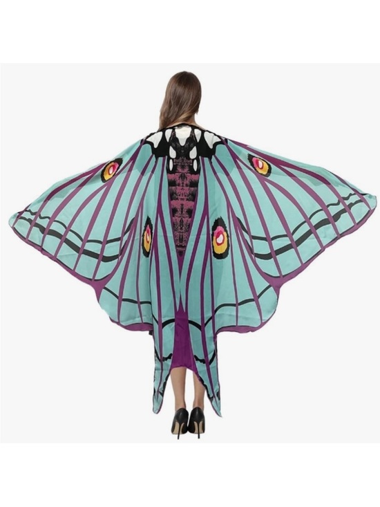 Boutique Accessories - Lavender Aqua Blue Luna Moth Summer Festival Costume Fairy Butterfly Wings Scarf
